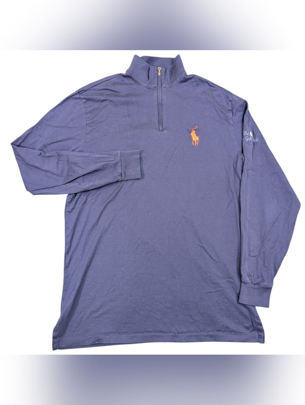 Polo by Ralph Golf Lauren Navy Long-Sleeve Quarter Zip Pullover with Orange Pony